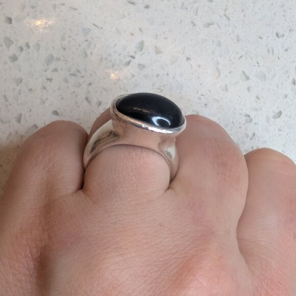 Ippolita Sterling Silver Oval Black Tiger Eye Diamond Cluster Band Ring 7 RARE - Picture 6 of 7